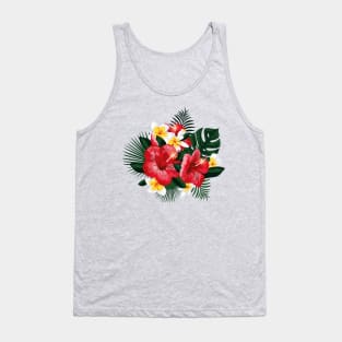 Tropical Flowers. Hibiscus and Plumeria Tank Top